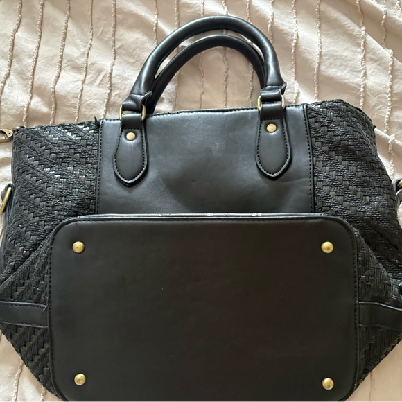 Desigual Embroidered Floral Satchel Tote Bag Black Top Handle Handbag - Picture 12 of 13